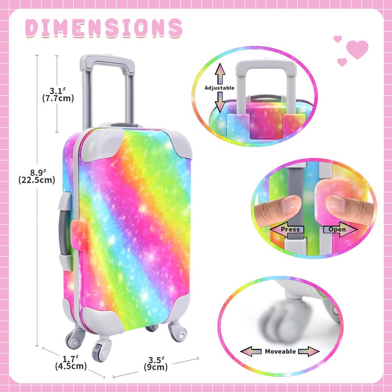 K. T. Fancy K.T. Fancy 23 Pcs American 18 Inch Doll Clothes and Accessories  Cute Doll Suitcase Set for 18 Inch Girl Doll Included Doll Sequined Dress  Sunglasses  Unicorn Bag  Shoes(No Doll) - Image 5
